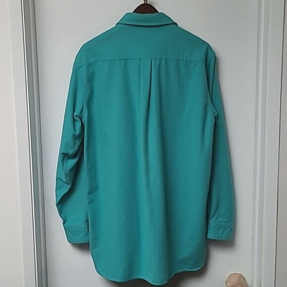 L.L.Bean Aqua Blue long sleeve button up chamois shirt M Tall - Picture 6 of 7